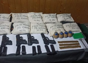 Huge cache of arms, ammunition and narcotics seized, one arrested 