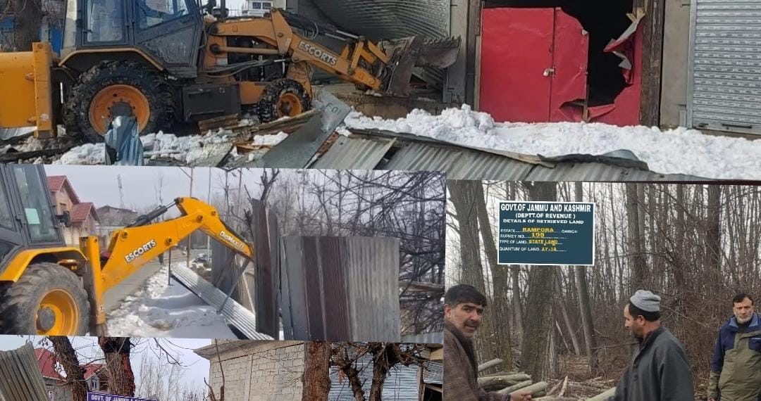 400 Kanals of encroached land retrieved in a single day at Kulgam