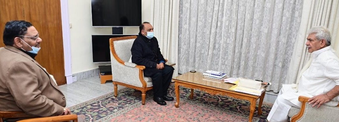 Former Chief Justice of J&K and Ladakh High Court; MD & CEO J&K Bank call on Lt Governor 