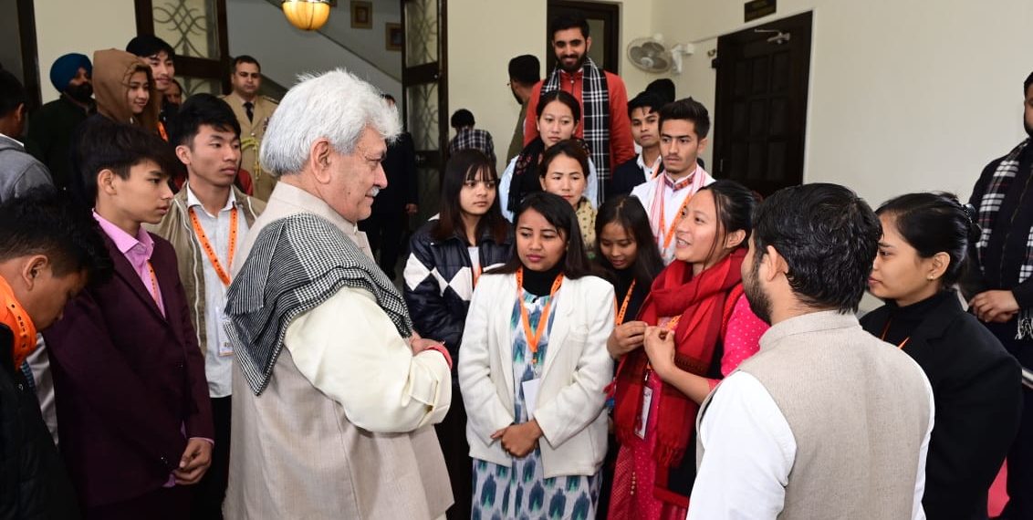Lt Governor interacts with delegation of students visiting J&K under SEIL initiative