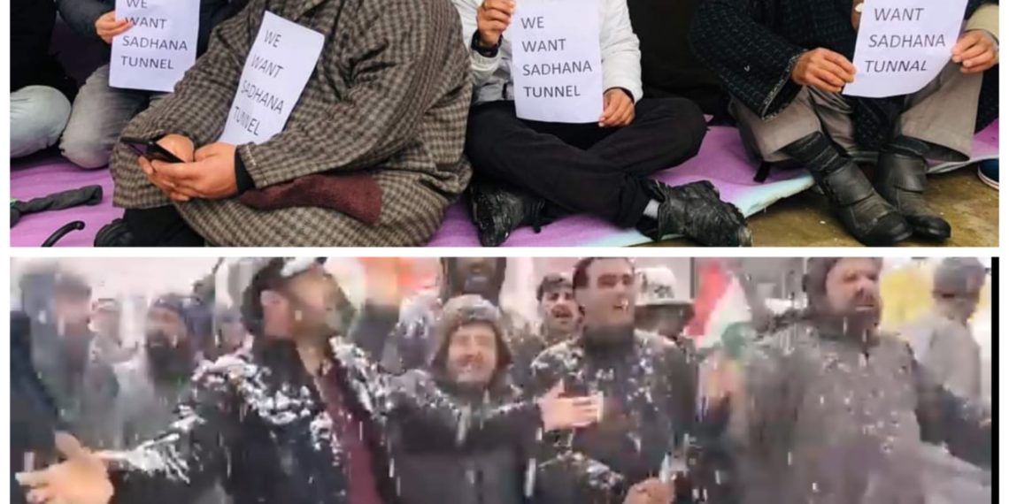 The matter of construction of Sadhana Tunnel people of Karnah Protest 