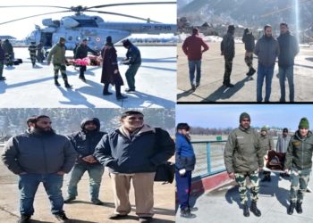 Nearly 6 days after remaining in a mortuary at District Hospital Handwara, corpses of four Karnah residents were airlifted in a chopper, lent by Border Security Forces, to their native places