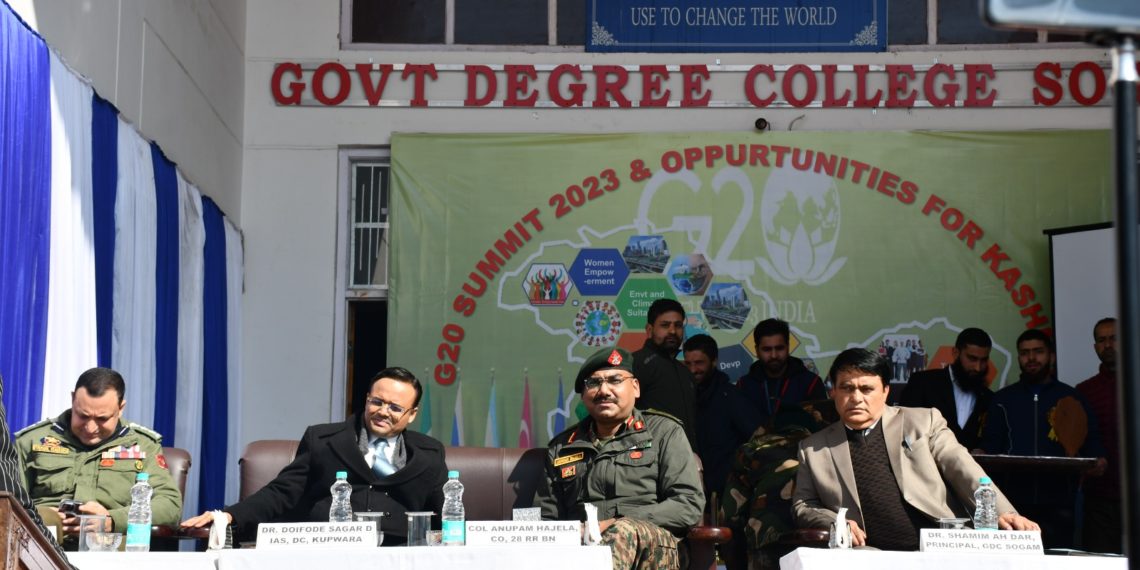 Indian Army in collaboration with Degree College Sogam organised a seminar on ” G 20 Summit 2023 and opportunities for Kashmir