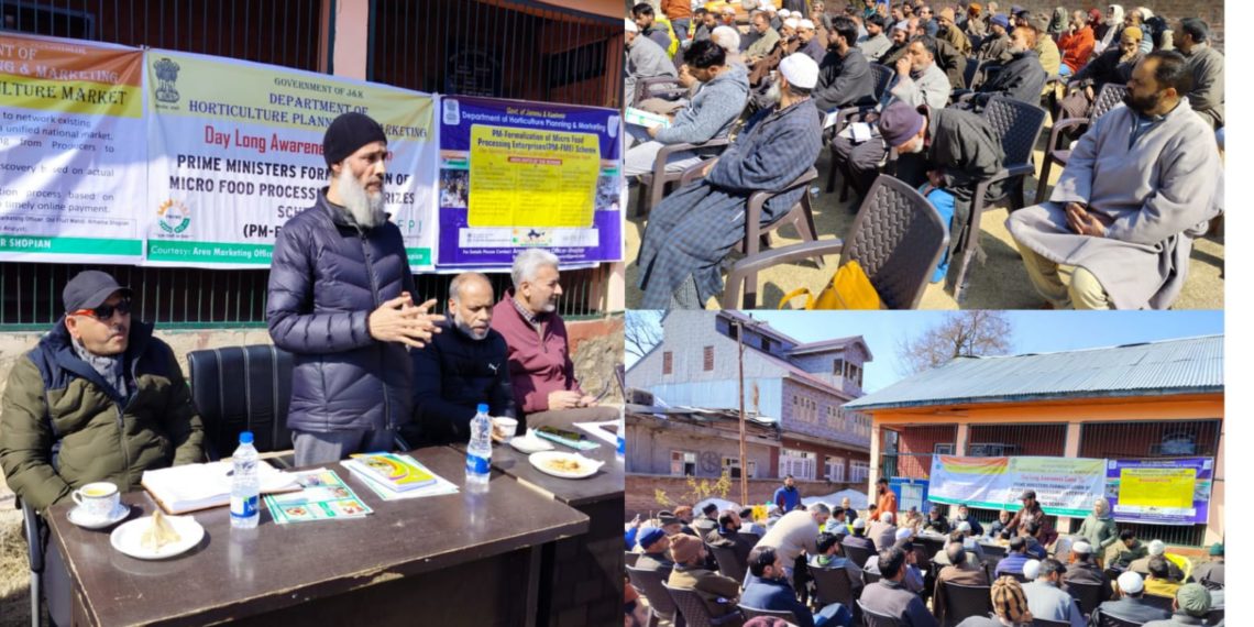 HP&M Department Shopian organises Awareness programme on PM-FME at Hermain Block