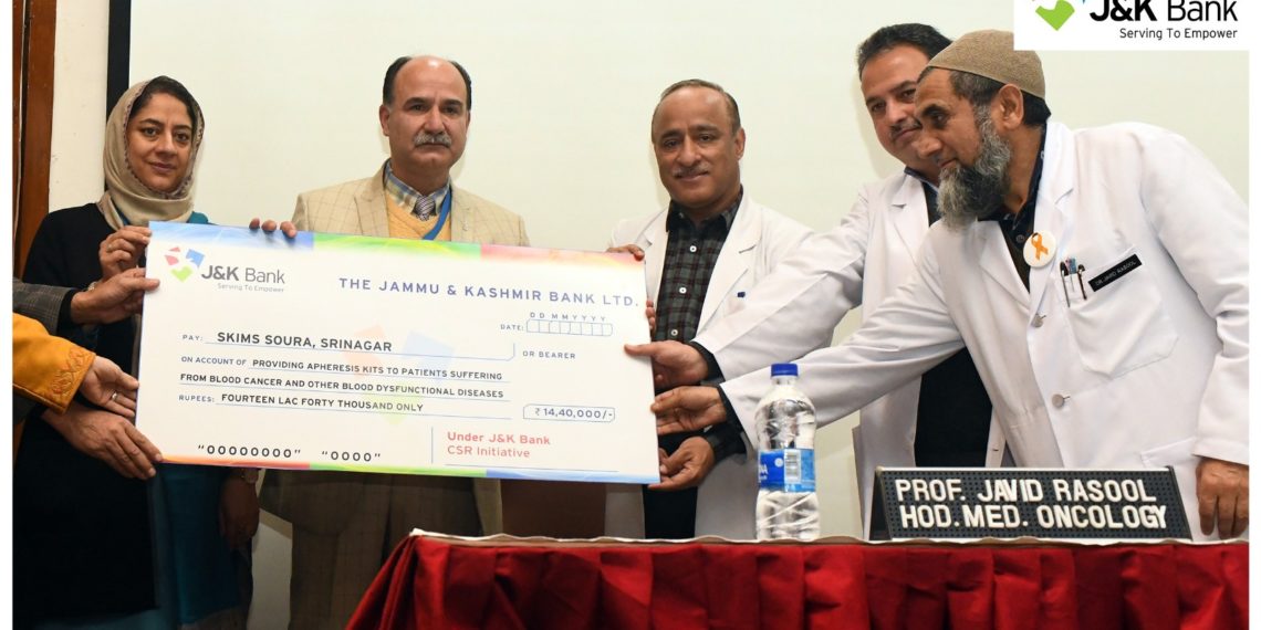 Under CSR, J&K Bank collaborates with SKIMS to help poor cancer patients