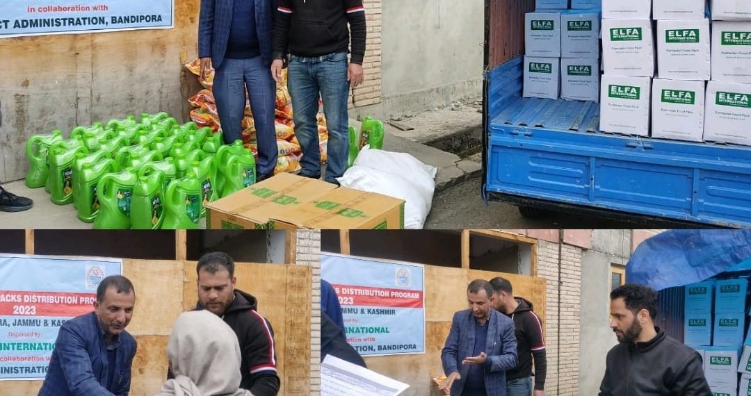 Bandipora admin distributes Food Kits among destitute families