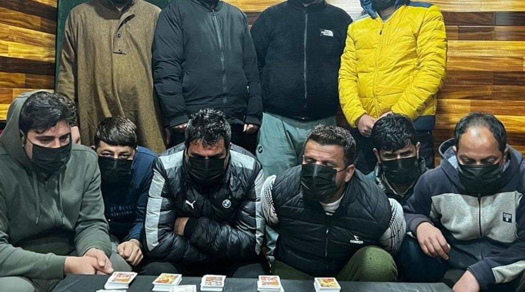 Acting tough against social crimes, Pulwama Police arrested 10 gamblers and seized stake money of Rs/- 3,96,200
