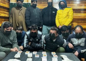Acting tough against social crimes, Pulwama Police arrested 10 gamblers and seized stake money of Rs/- 3,96,200