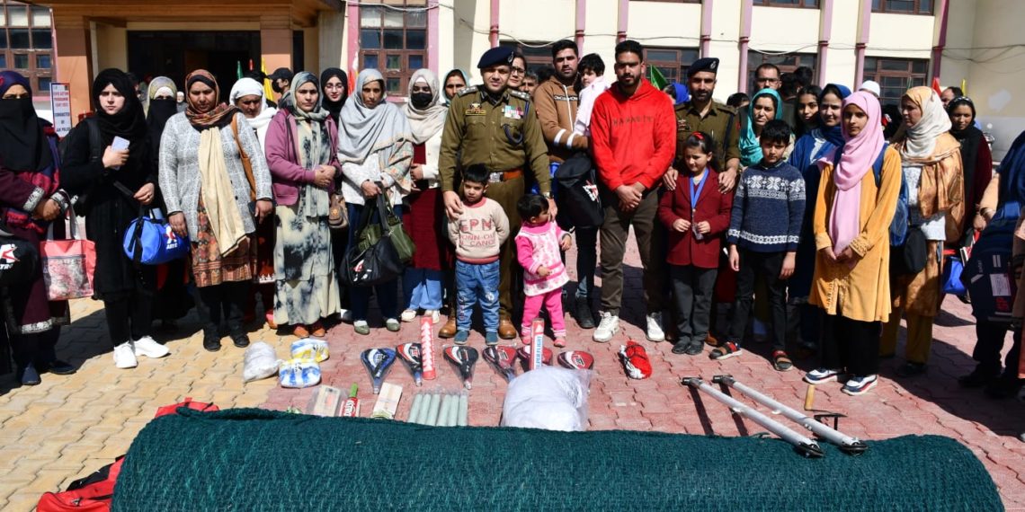 ADGP Kashmir, Shri Vijay Kumar-IPS accompanied by DIG CKR Srinagar Shri Sujit Kumar-IPS, distributed sports kits to the wards of Police Martyrs under Civic Action Programme-2023 (CAP) ​