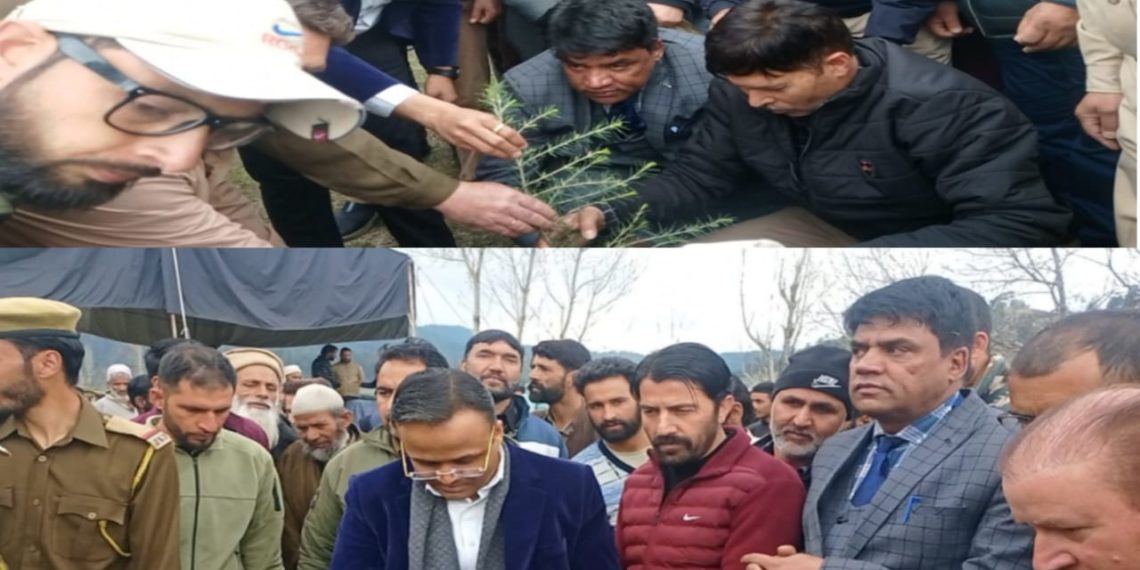 Chairman DDC, DC Kupwara kick start Plantation drive in Monabal Handwara 1500 saplings planted in a day