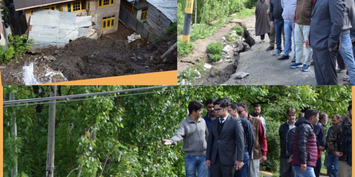DC B’pora visits Land Slide hit area of Nusso  Interacts with the affected families 