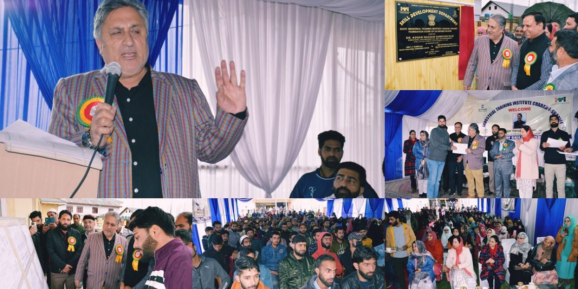 Dr Samoon lays foundation stone for workshop block, 50 bedded hostel at ITI Charar-e-Sharief