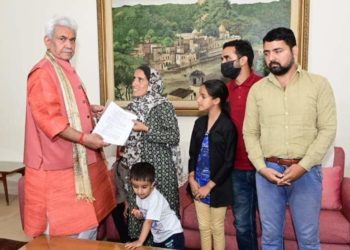 Lt Governor hands over appointment letter to slain civilian Sanjay Sharma’s wife