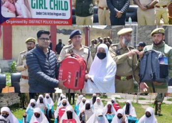 DC alongwith SSP Bandipora distribute School Bags, educational items to Girl Child at Gurez