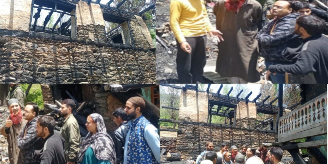 DC Kupwara visits Fire Sufferers of Kalaroos, Assures all possible help from District Adminstration