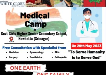 White Globe NGO in collaboration with Chinar Corps (Indian Army) organised Medical Camp at Govt. Girls Higher Senior Secondary School, Tujgari Mohalla, Nowhatta, Srinagar