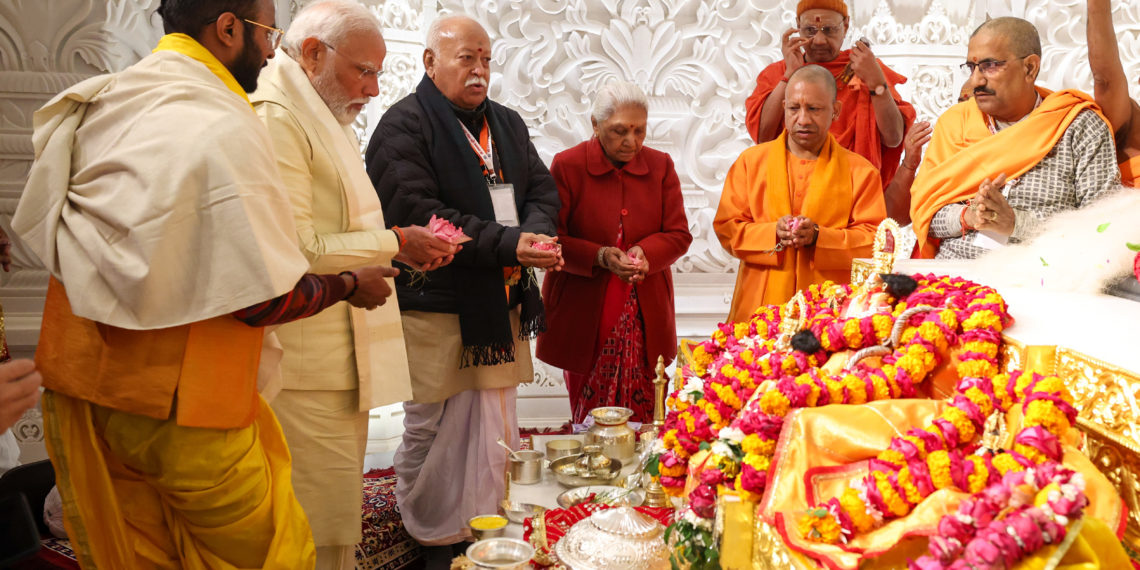 PM participates in Pran Pratishtha ceremony of Shri Ramlalla in the newly built Shri Ram Janmbhoomi Mandir in Ayodhya