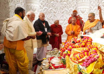 PM participates in Pran Pratishtha ceremony of Shri Ramlalla in the newly built Shri Ram Janmbhoomi Mandir in Ayodhya