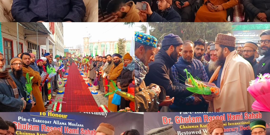 Grand Felicitation-cum failte ceremony In Honor of Molana Ghulam Rasool Hami Held In Shadipora Bandipora. 