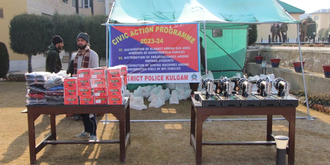 District Police Kulgam distributes sewing machines, Blankets, uniform items under CAP at District Police Lines Kulgam