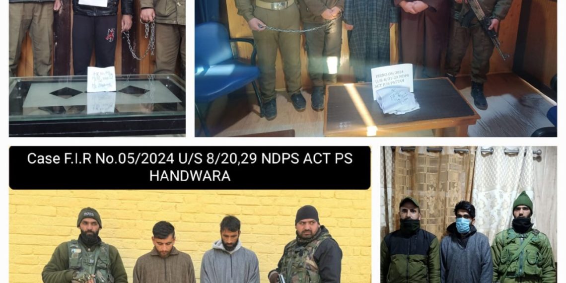 Police arrests 07 drug peddlers in North Kashmir; Contraband substances recovered