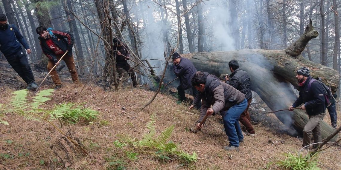 Dry spell triggers massive forest fire in Kulgam