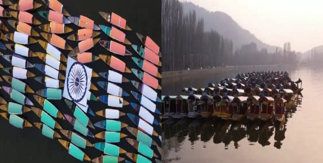 Shikaras decorated in colours of Indian flag create a visual treat in Srinagar
