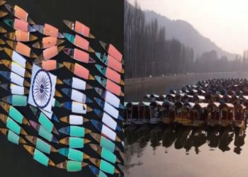 Shikaras decorated in colours of Indian flag create a visual treat in Srinagar