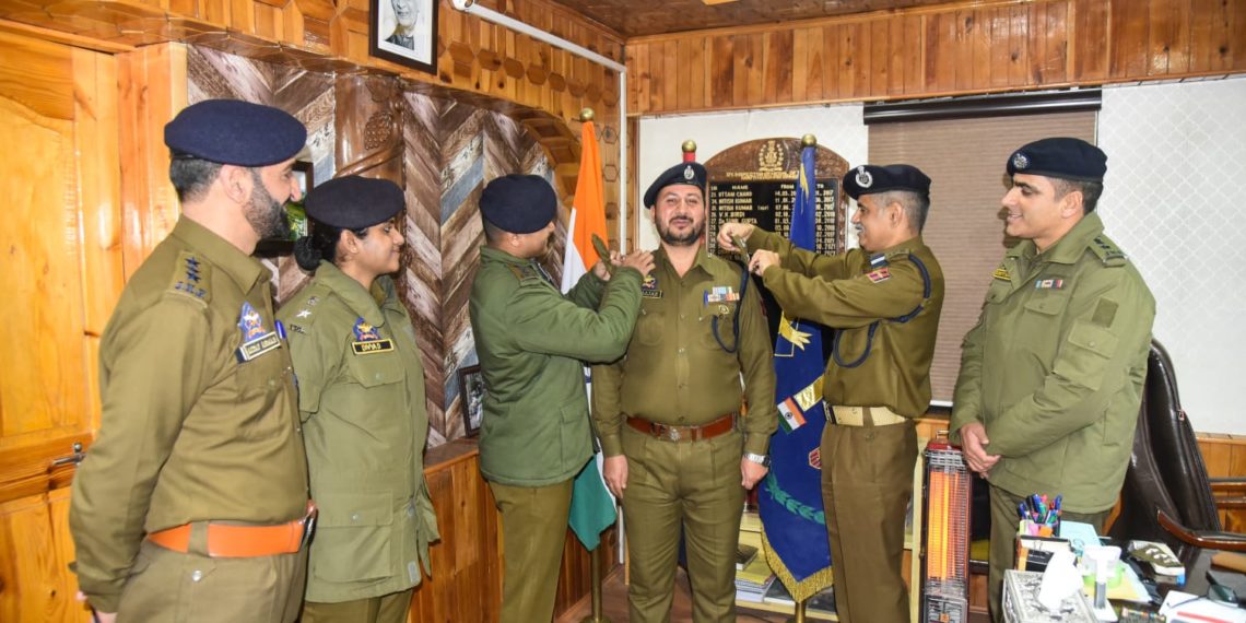 Pipping ceremony of newly promoted Superintendent of Police Peerzada Aijaz Ahmad held at RPHQ Baramulla