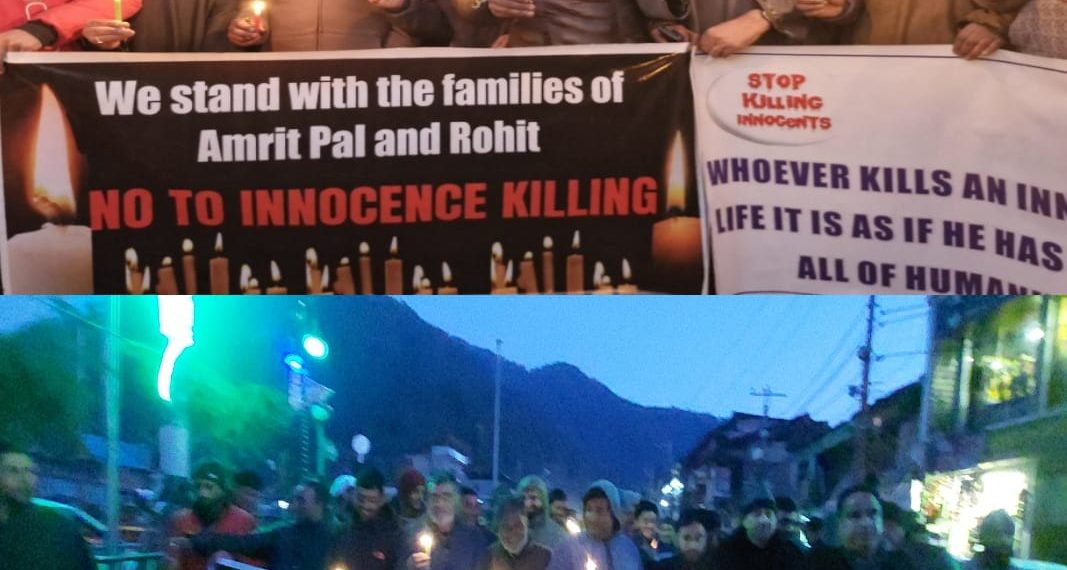 Candlelight march held at Kupwara  to express solidarity with the families of Punjab   residents killed in Srinagarabat