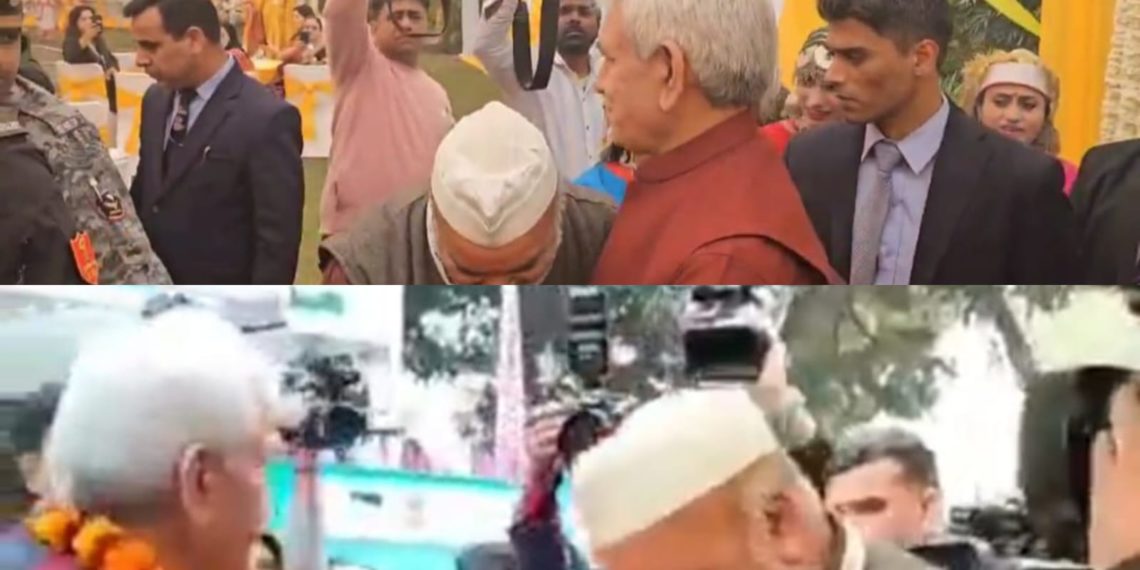 LG Manoj Sinha visits Sharda exhibition stall at Sambhaav utsav in New Delhi