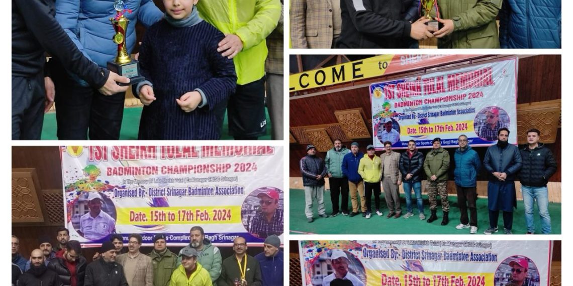 1st Sheikh tulal  (ex manager SKISC srinagar) memorial badminton championship was held at SKISC gogji bagh srinagar from 15th to 17th February 2024