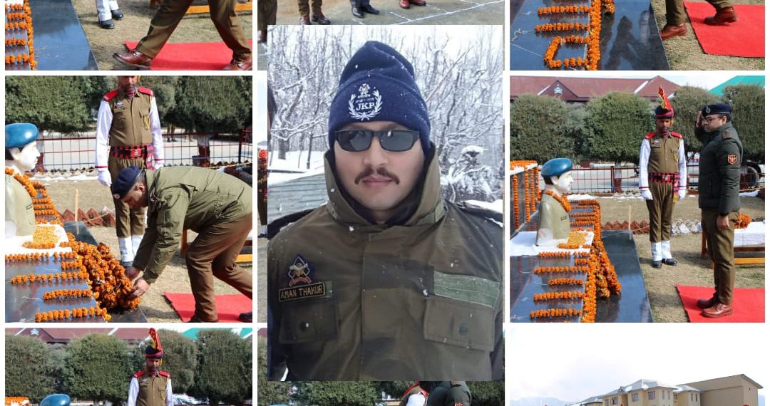 DIG (SKR) Anantnag Shri Mohd Altaf Khan-IPS, SSP Kulgam alongwith all officers of Kulgam police pays rich tributes to Martyr DySP Aman Kumar Thakur on his 5th martyrdom anniversary