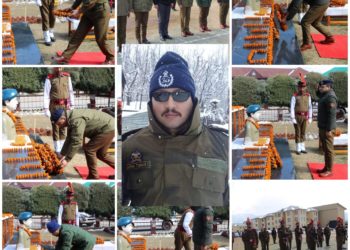 DIG (SKR) Anantnag Shri Mohd Altaf Khan-IPS, SSP Kulgam alongwith all officers of Kulgam police pays rich tributes to Martyr DySP Aman Kumar Thakur on his 5th martyrdom anniversary