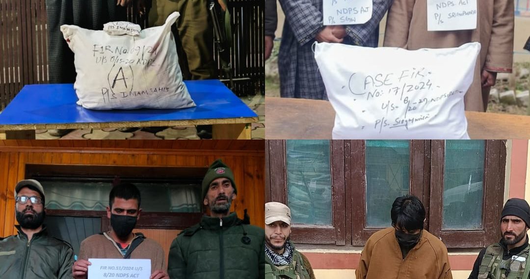 Police arrests 5 drug peddlers, contraband substances recovered