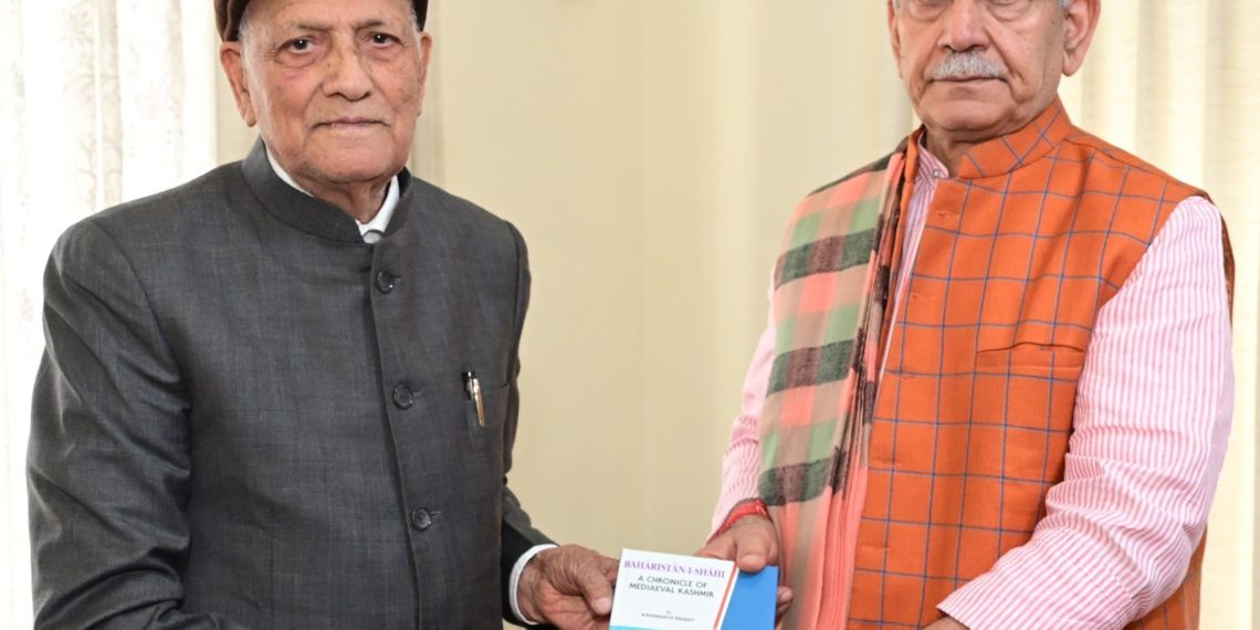 Padma Shri Dr K N Pandita, Youth representing J&K at World Youth Festival call on Lt Governor