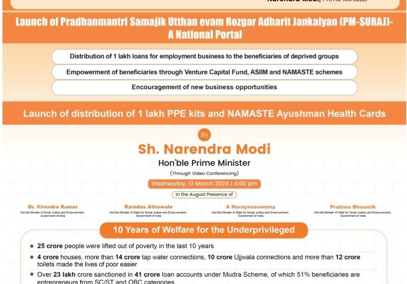 PM Narendra Modi to participate in Nationwide Outreach Programme for Credit Support to Disadvantaged Sections today