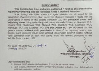 Authorities declare Wildlife Reserves in Kashmir as “out of bounds” for public