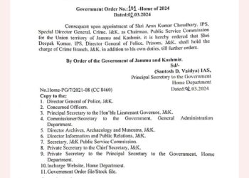 DG Prisons Deepak Kumar assigned additional charge of DG Crime Branch J&K