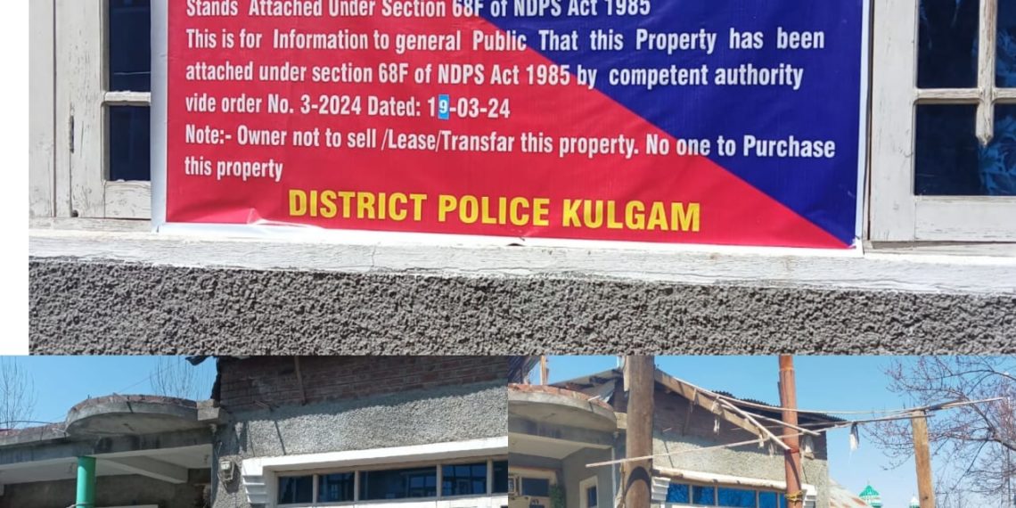 Police attaches illegal property worth Lacs of notorious drug peddler in Kulgam