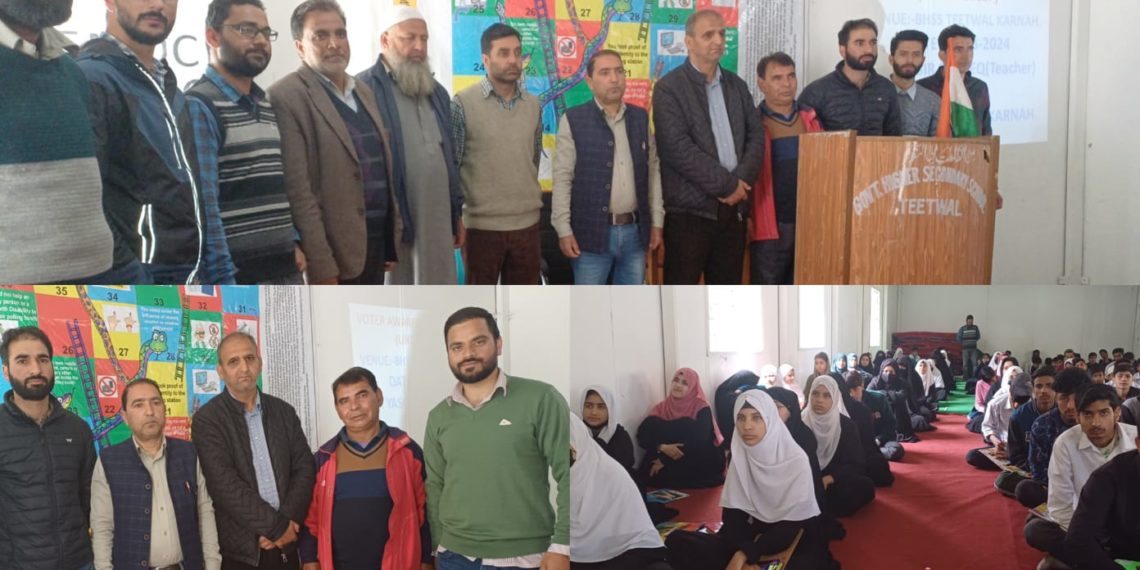 Election Awareness Programme (SVEEP) Conducted at Higher Secondary School Teetwal; Principal Ab Rashid Bhat and Coordinator Yasir Sadeeq Lead Efforts