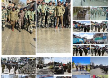 Police alongwith CAPF carried out flag marches in view of forthcoming parliamentary elections