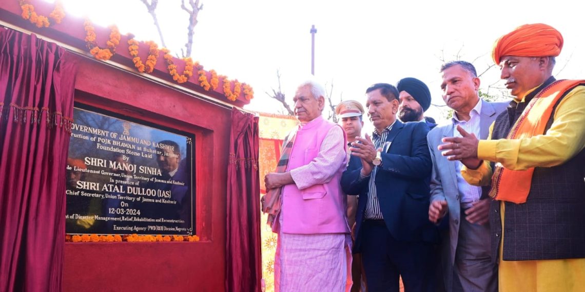 Lt Governor lays foundation stone of PoJK Bhawan at Suketar Jammu
