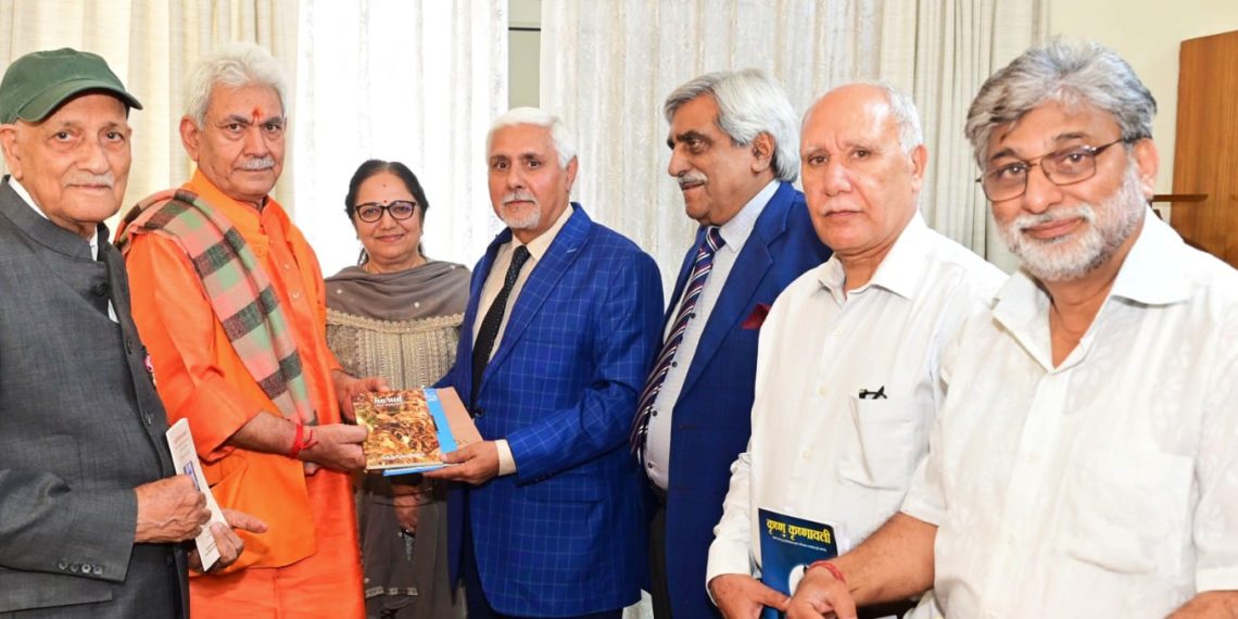 A delegation of prominent Litterateurs and Scholars led by Padma Shri Dr KN Pandita called on Lieutenant Governor Shri Manoj Sinha, at Raj Bhawan today.