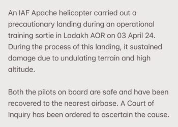 IAF helicopter makes emergency landing in Ladakh, Pilots Safe