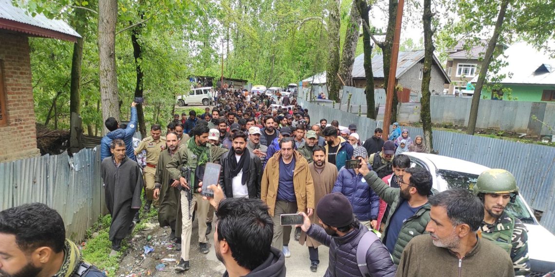Sajad Lone visits flood prone areas of Kupwara