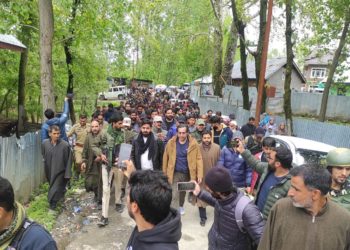 Sajad Lone visits flood prone areas of Kupwara