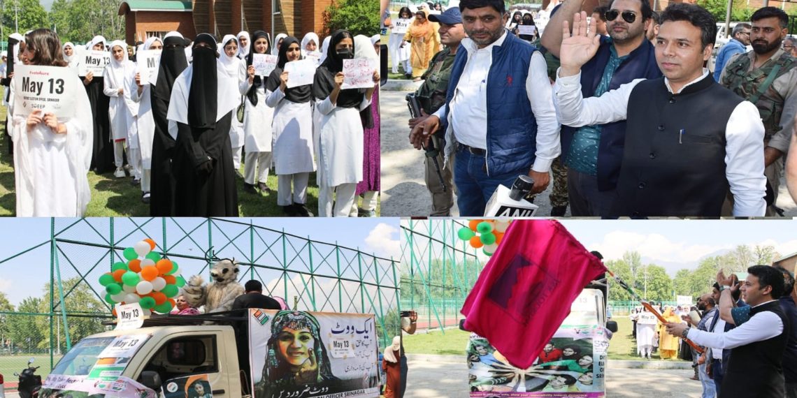 Lok Sabha Elections-2024 RO Srinagar PC flags-off mega Voter Awareness Rally under SVEEP from Polo Ground