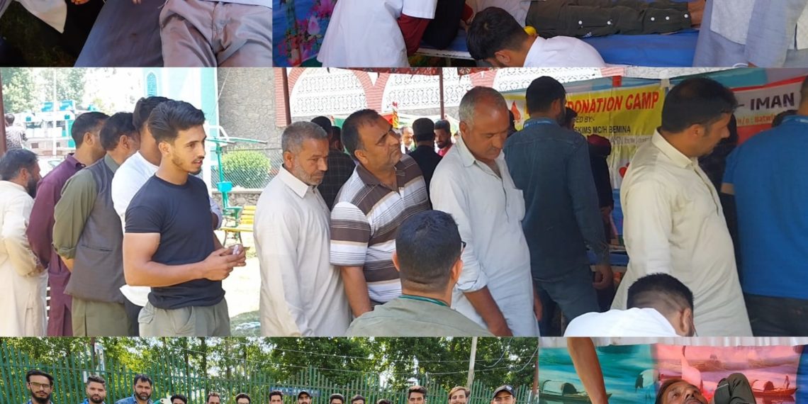Al-Imaan Youth Foundation in collaboration with JVC Bemina and SMHS hospital organised blood donation camp at hajin Bandipora