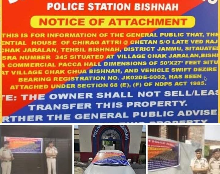J&K POLICE FREEZE PROPERTIES WORTH ₹2.0 CRORES BELONGING TO NOTORIOUS DRUG KING PIN “CHIRAG ATTRI” IN BISHNAH AREA OF JAMMU